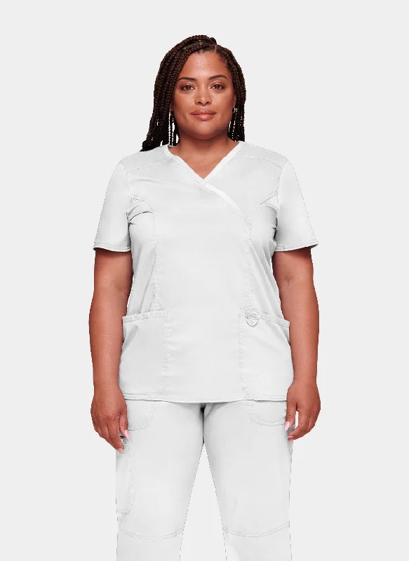Daily Deals Cherokee WW Revolution Mock Wrap Scrub Top WWE610 - White