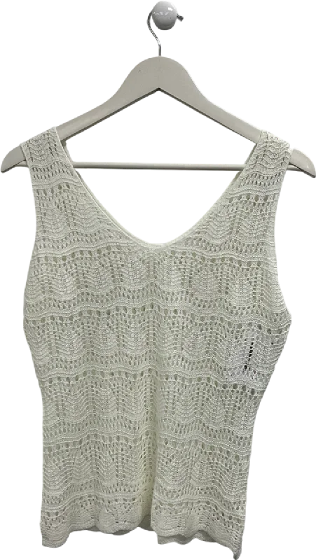 Bargain Blast Cream Crochet Tank Top UK S