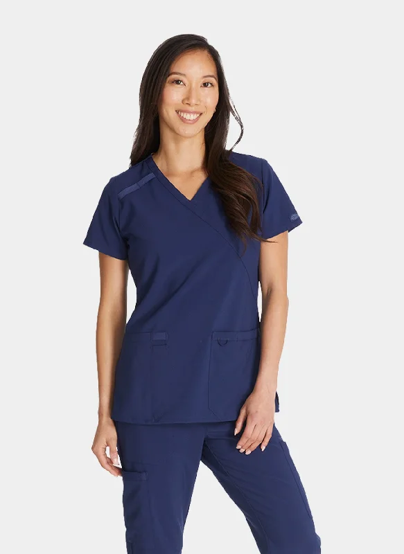 Limited Time Dickies EDS Essentials Women's Mock Wrap Scrub Top DKE625 - Navy