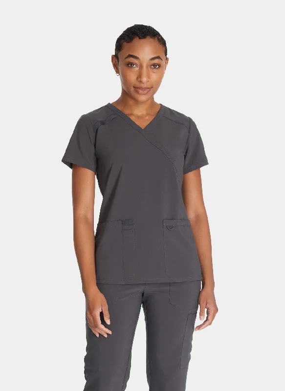 Final Sale Dickies EDS Essentials Women's Mock Wrap Scrub Top DKE625 - Pewter