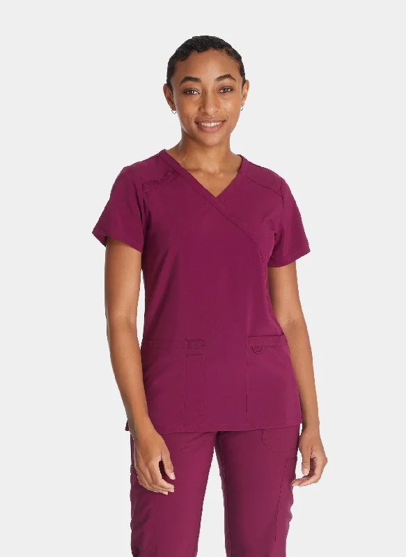 Price Drop Dickies EDS Essentials Women's Mock Wrap Scrub Top DKE625 - Wine