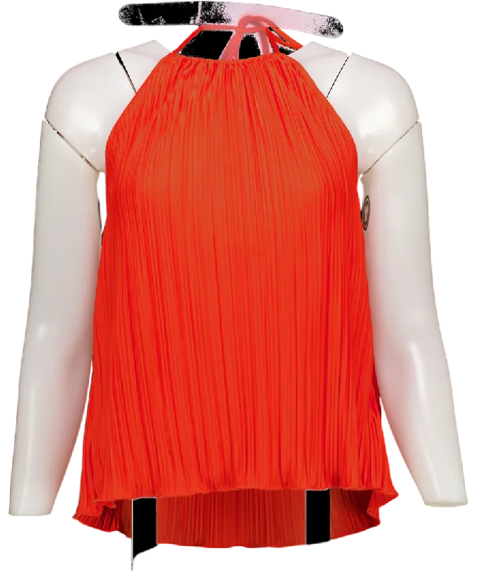 Instant Savings Good American Red Plisse Halterneck Top UK L/XL