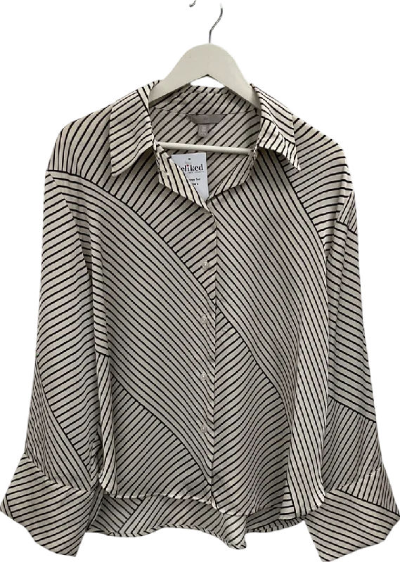 Discount Extravaganza H&M Cream Striped Satin Shirt UK M