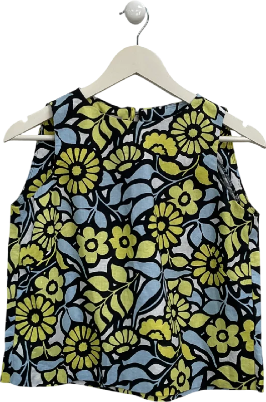Blowout Sale Hobbs Black Sleeveless Printed Linen Top UK 8