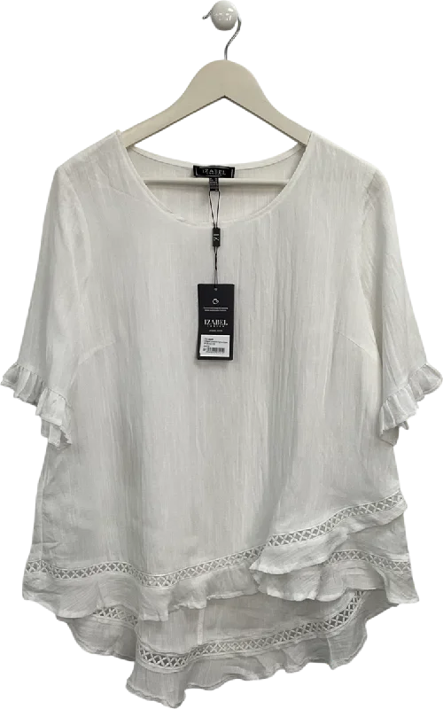 Warehouse Sale Izabel London White Half Sleeve Layered Hem High Low Blouse UK 10