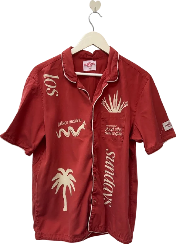 Today Only LOS Sundays Red Tequila Print Shirt UK L