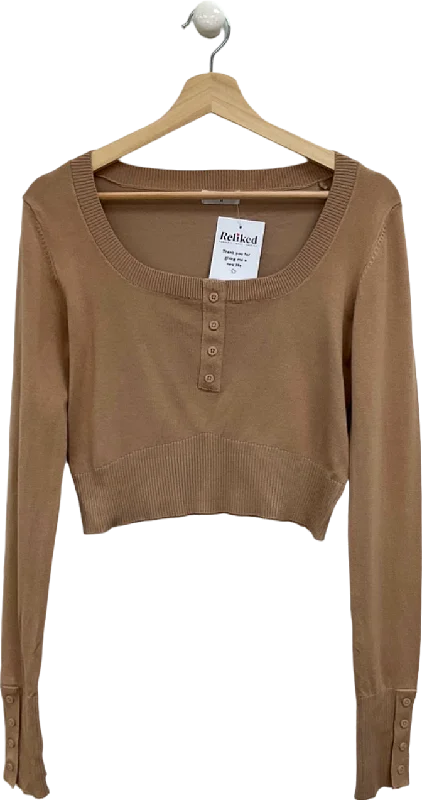 Super Sale Lounge Beige Cropped Long Sleeve Top UK M