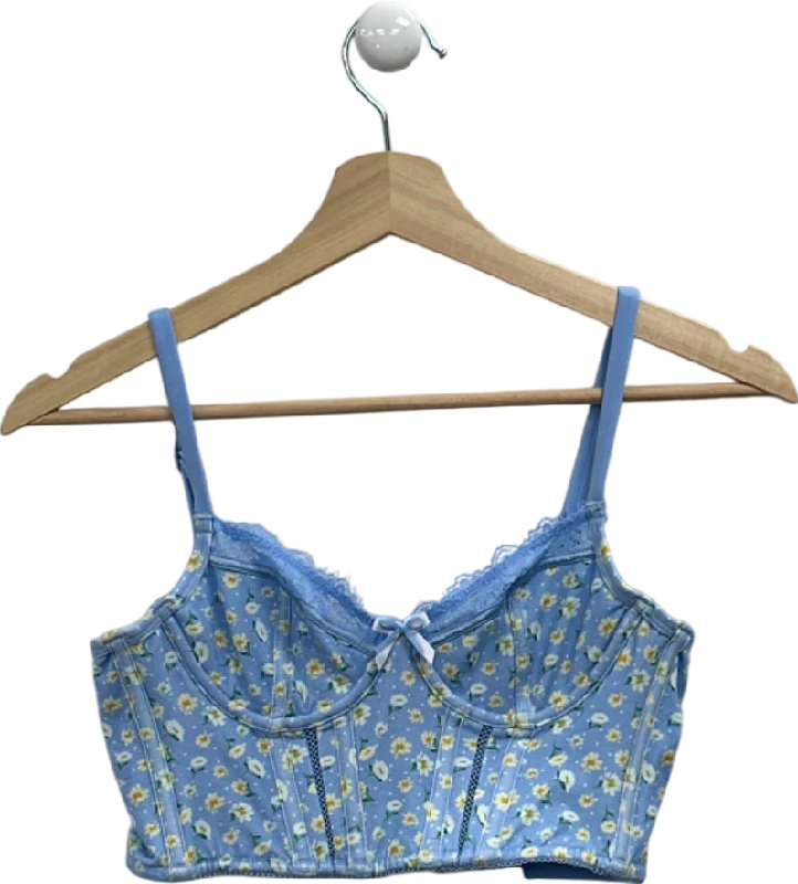 Weekend Special Lounge Blue Floral Sweet Lounge Bra UK 32A