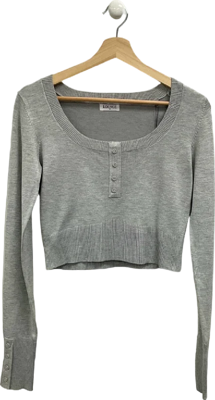 Shop and Save Lounge Grey Cropped Long Sleeve Top UK M