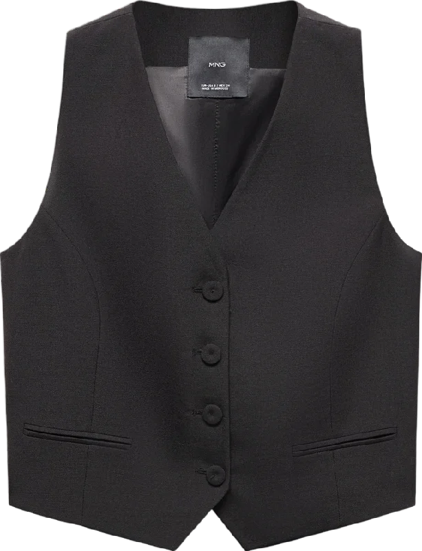 Buy More, Save More MANGO Black Check Wool-blend Suit Waistcoat UK L