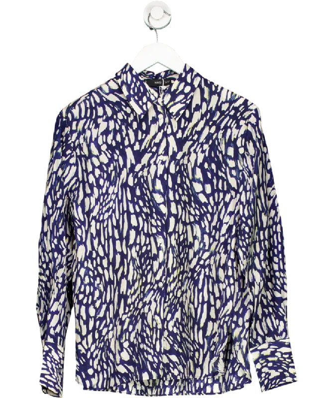 Clearance Event MANGO Blue Lyocell Printed Shirt UK 8