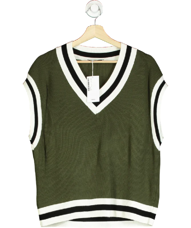 Limited Edition MANGO Green Contrast V-neck Gilet UK M