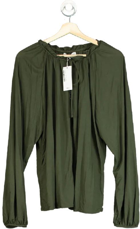 Last Chance MANGO Green Puffed Sleeves Blouse UK S