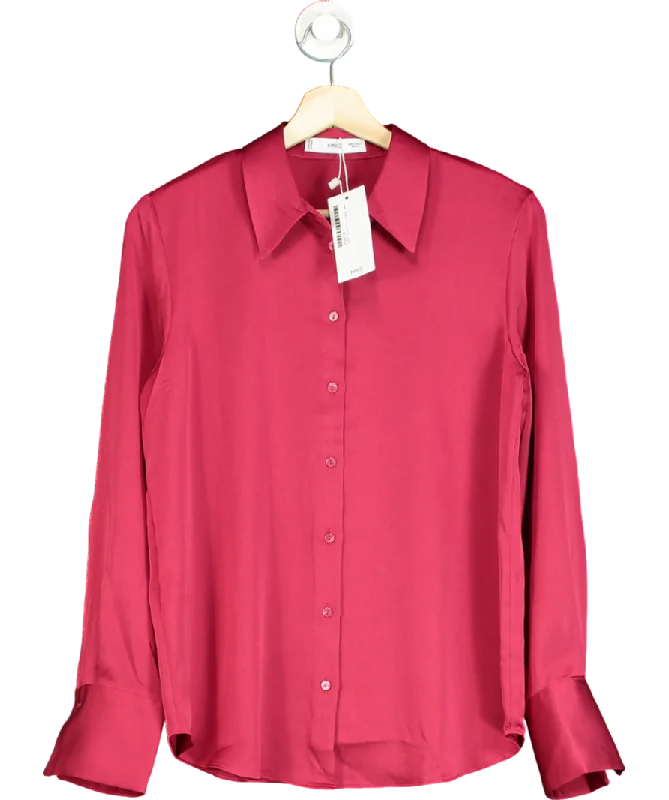 Early Bird Discount MANGO Red Satin Long Sleeve Shirt UK 8