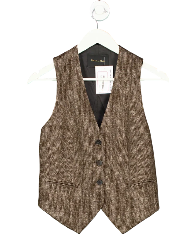 Price Rollback Massimo Dutti Brown Melange Wool Blend Suit Waistcoat UK 8