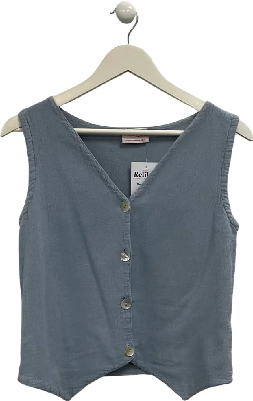 Discount Days one life Blue Button Down Tank UK S/M