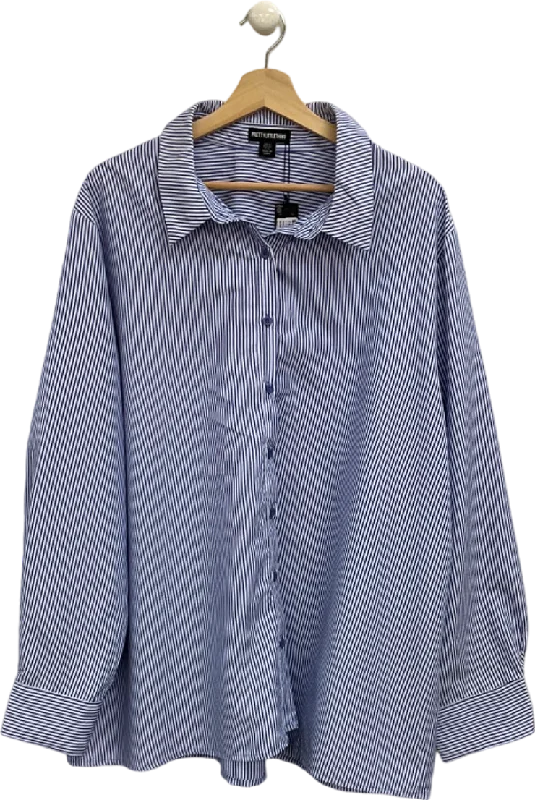 Super Bargain PrettyLittleThing Blue Striped Oversized Cotton Shirt UK 12