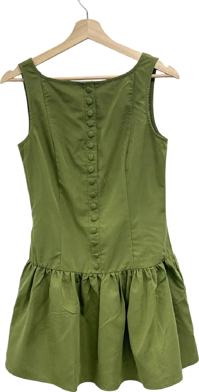 Exclusive Online Offer PrettyLittleThing Khaki Button Down Scoop Back Shift Dress UK 8