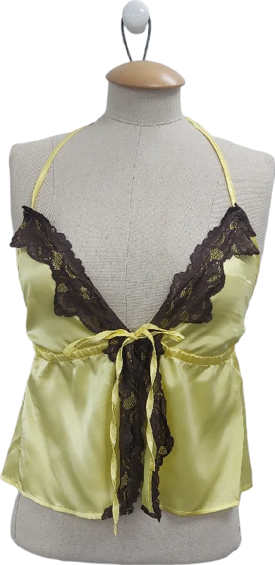Midnight Sale Susmie's Yellow Lace Trimmed Tie Front Top UK M