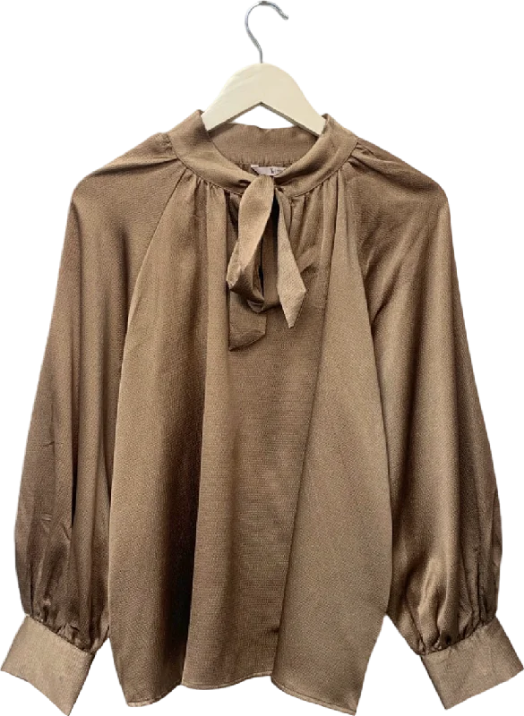 Buy More, Save More Tu Brown Tie Neck Blouse UK 18