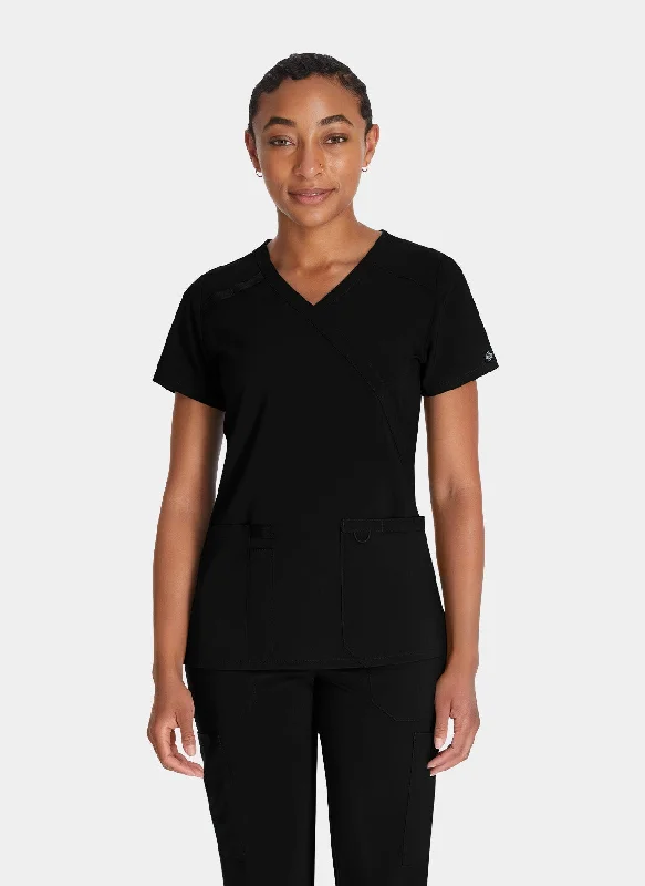 Mega Sale Dickies EDS Essentials Women's Mock Wrap Scrub Top DKE625 - Black