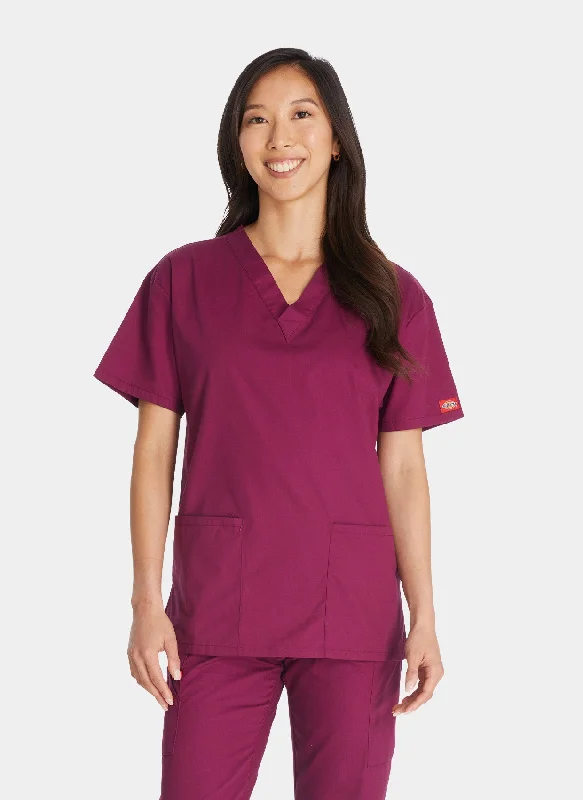 Great Bargains Dickies EDS Signature V-Neck Scrub Top DKE86706 - Wine
