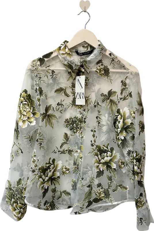 Clearance Sale Zara Floral Sheer Blouse UK L