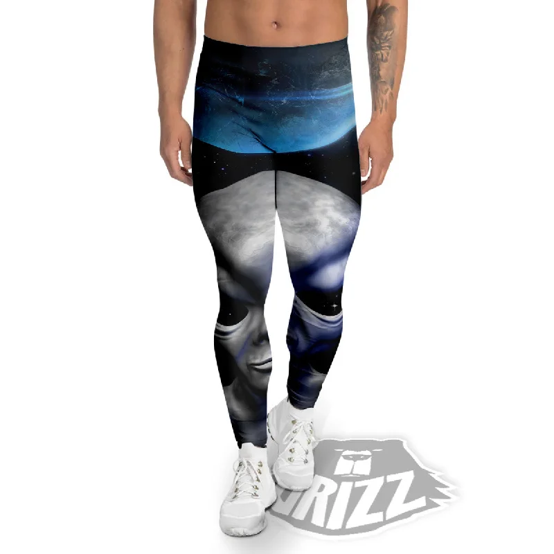Overstock 3D Grey Alien Print Men's Leggings