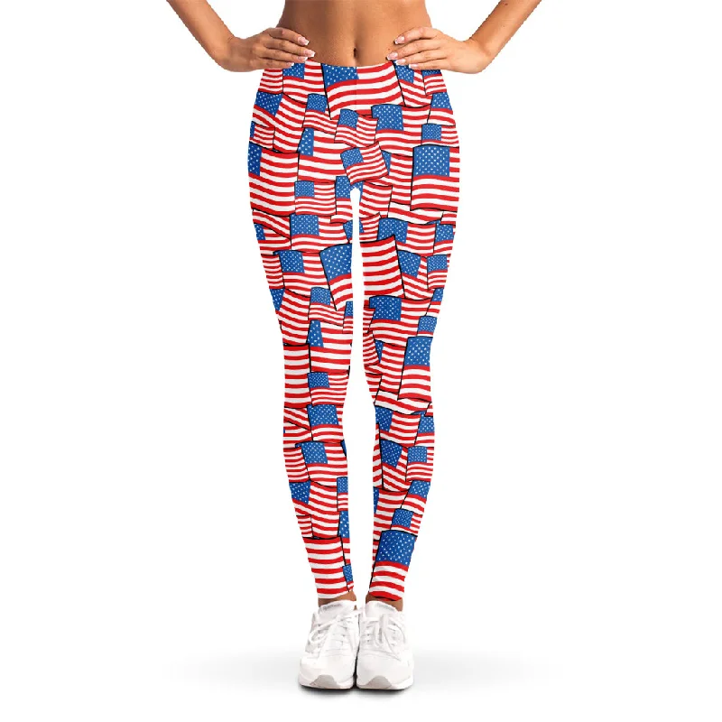 Referral Discount 4th of July USA Flag Pattern Print Women's Leggings