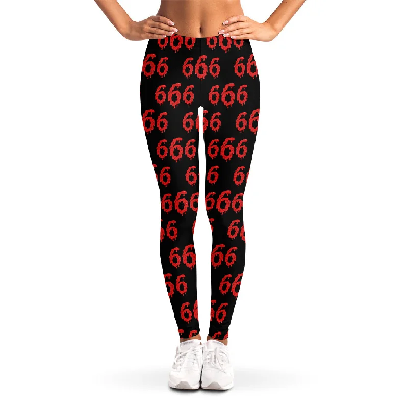 Seasonal Clearance 666 Satan Pattern Print Women's Leggings