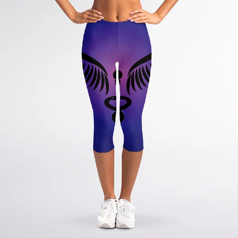 Unmissable Offer 7 Chakras Caduceus Print Women's Capri Leggings