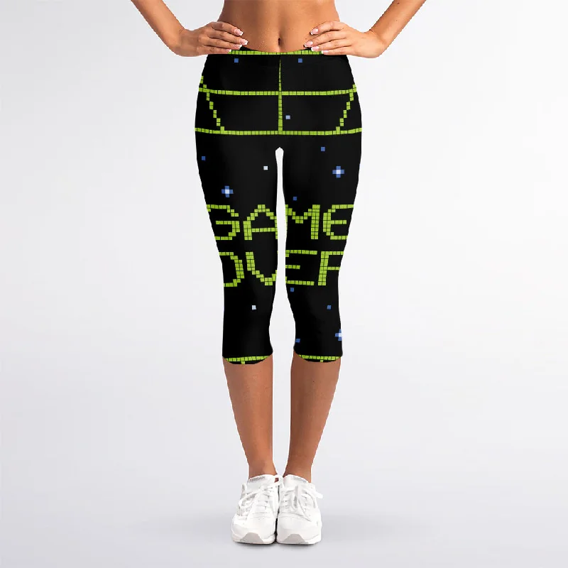 Price Drop 8-Bit Game Over Print Women's Capri Leggings