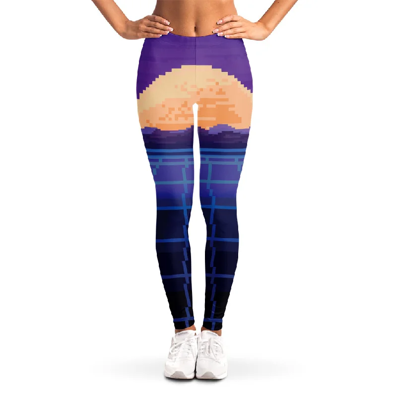 Members Only 8-Bit Pixel Digital Landscape Print Women's Leggings