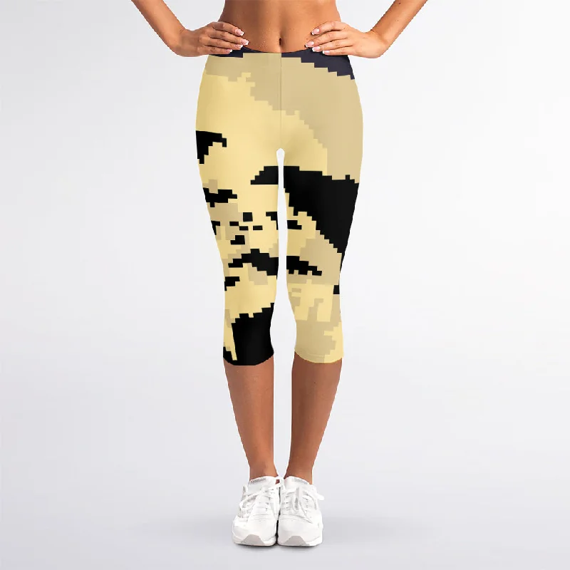 Super Sale 8-Bit Pixel Halloween Bat Print Women's Capri Leggings