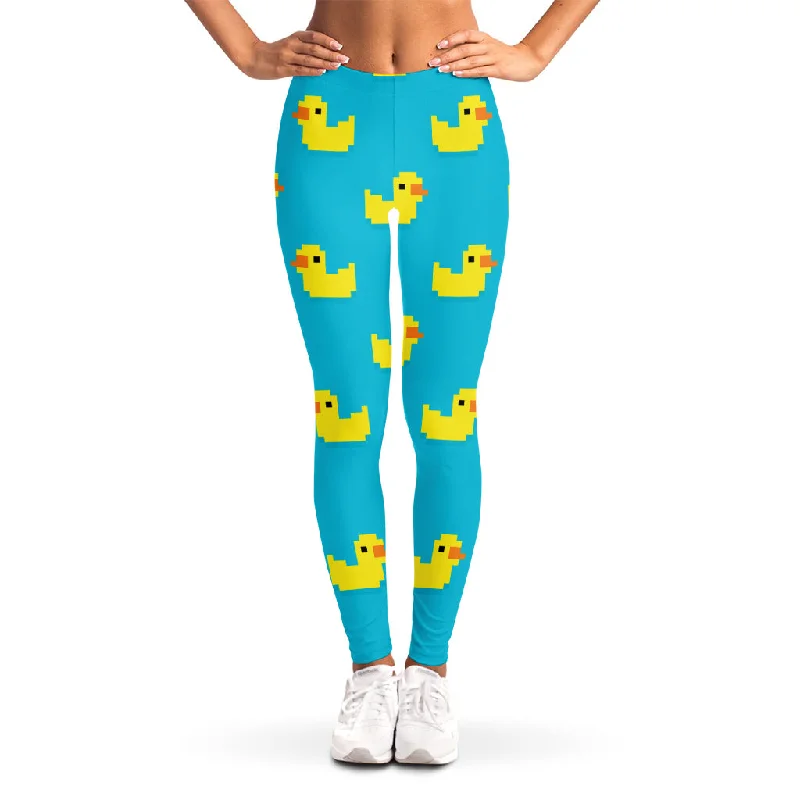 Weekend Deal 8-Bit Rubber Duck Pattern Print Women's Leggings