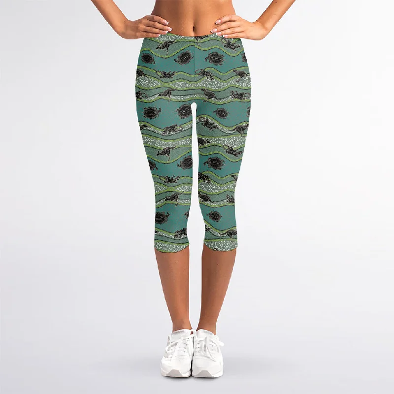 Super Bargain Aboriginal Animals Pattern Print Women's Capri Leggings