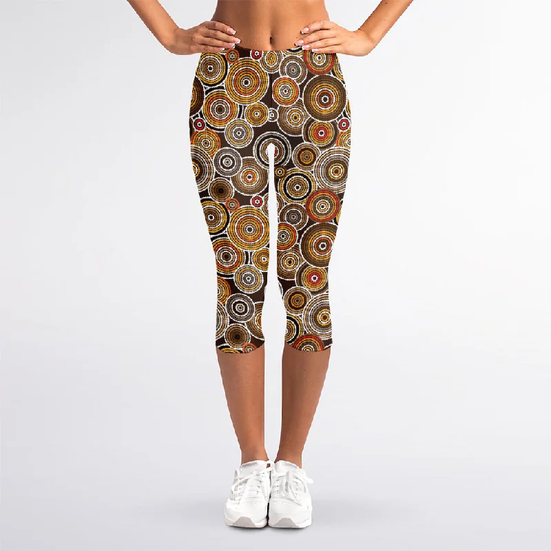 New Markdowns Aboriginal Art Dot Pattern Print Women's Capri Leggings