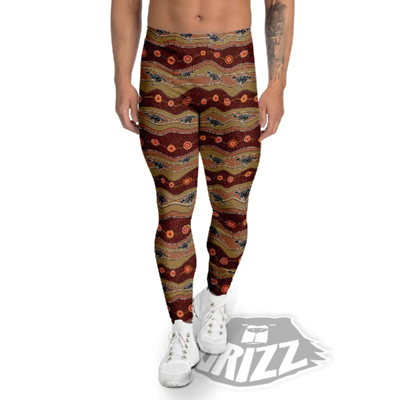 Aboriginal Australian Kangaroo Print Men's Leggings