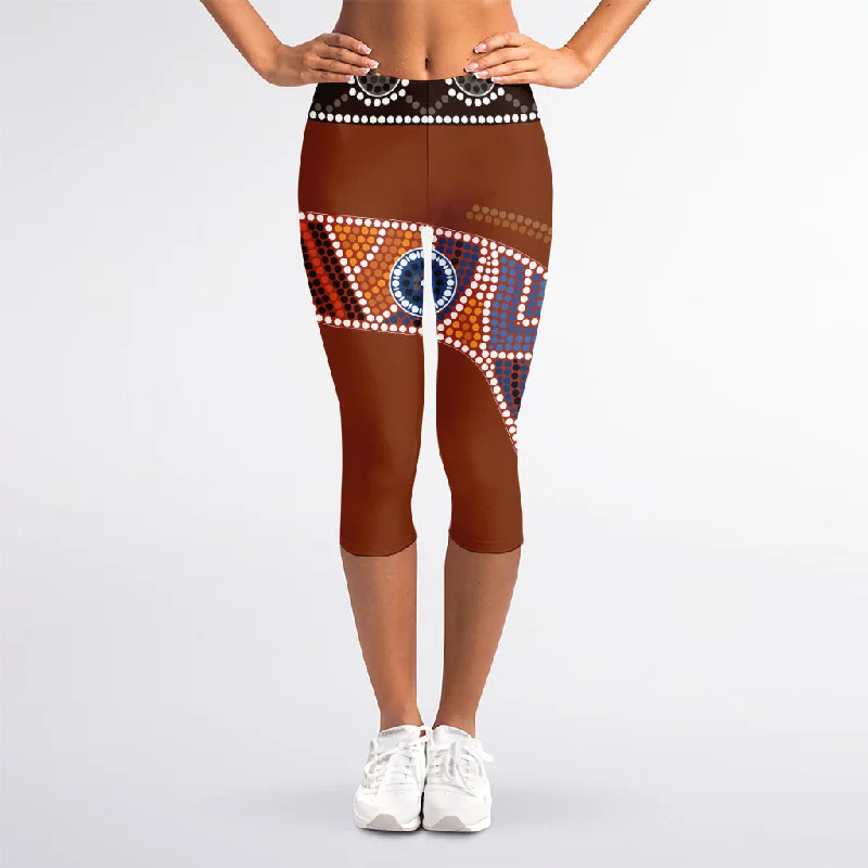 Huge Discounts Aboriginal Dot Boomerang Print Women's Capri Leggings