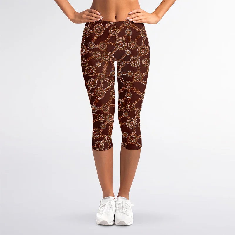 Don't Wait Aboriginal Indigenous Dot Pattern Print Women's Capri Leggings