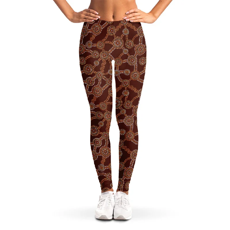 Stock Clearance Aboriginal Indigenous Dot Pattern Print Women's Leggings
