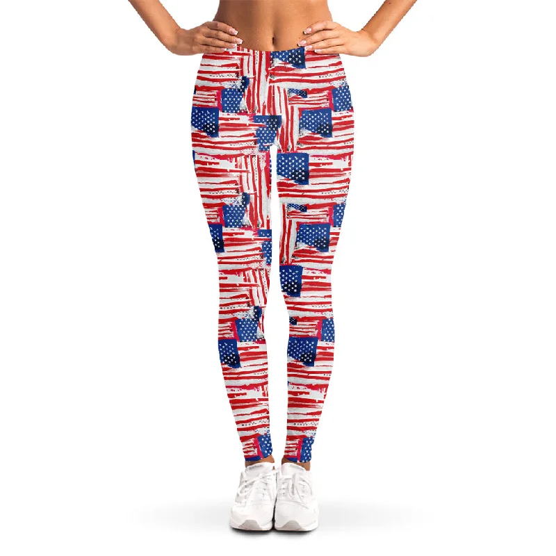 Seasonal Sale Abstract American Flag Print Women's Leggings