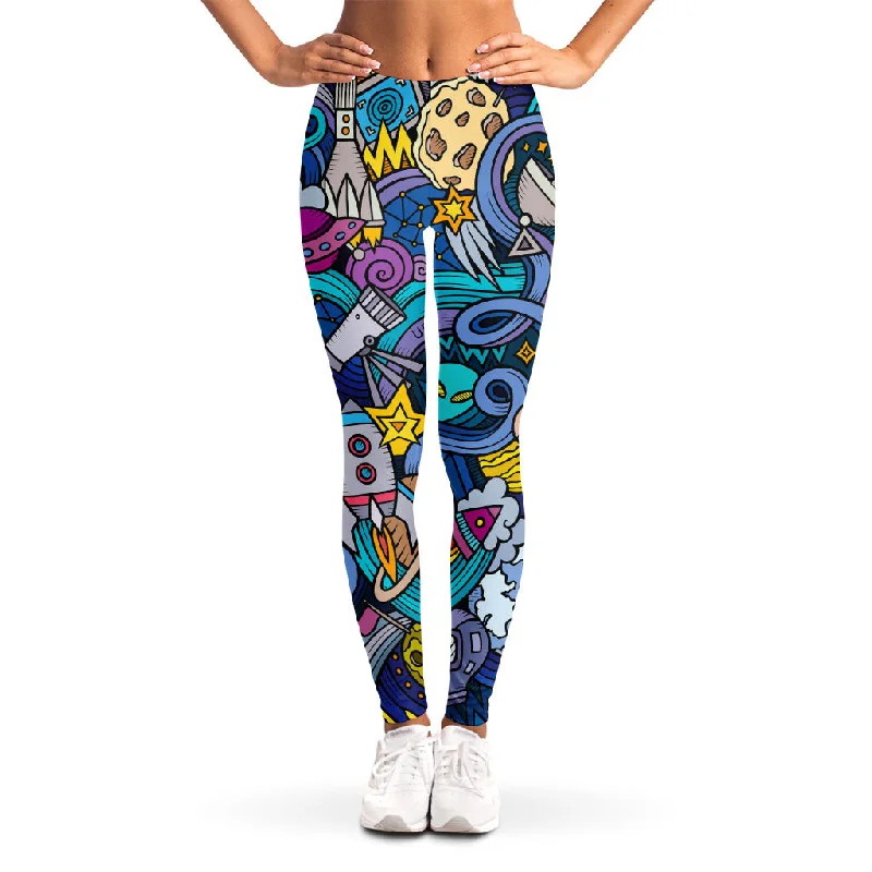Year-End Sale Abstract Cartoon Galaxy Space Print Women's Leggings