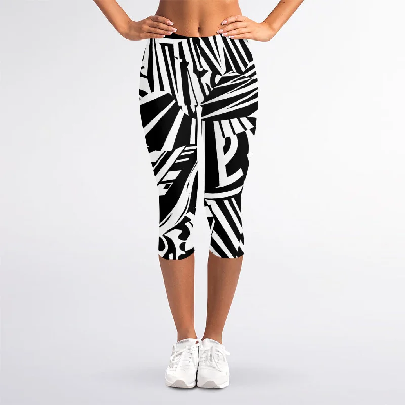 Must-Have Deals Abstract Dazzle Pattern Print Women's Capri Leggings