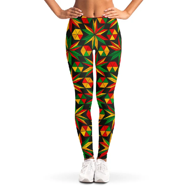 Act Now Abstract Geometric Reggae Pattern Print Women's Leggings