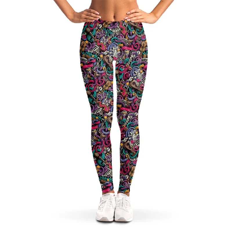 Super Deal Abstract Music Pattern Print Women's Leggings