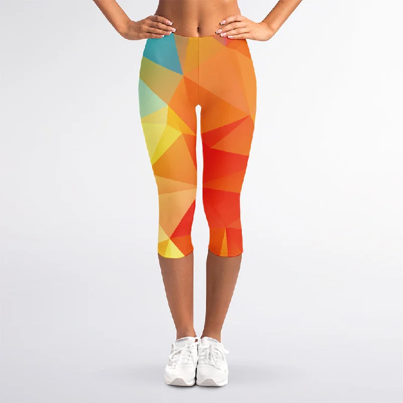 Deal of the Week Abstract Polygonal Geometric Print Women's Capri Leggings