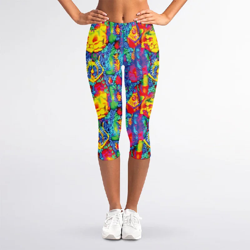 Clearance Items Abstract Psychedelic Print Women's Capri Leggings