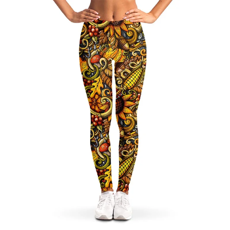 Flash Sale Abstract Sunflower Pattern Print Women's Leggings