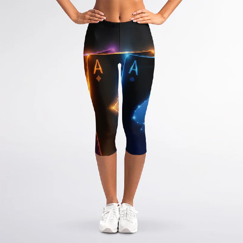 Blowout Deals Ace Cards Print Women's Capri Leggings